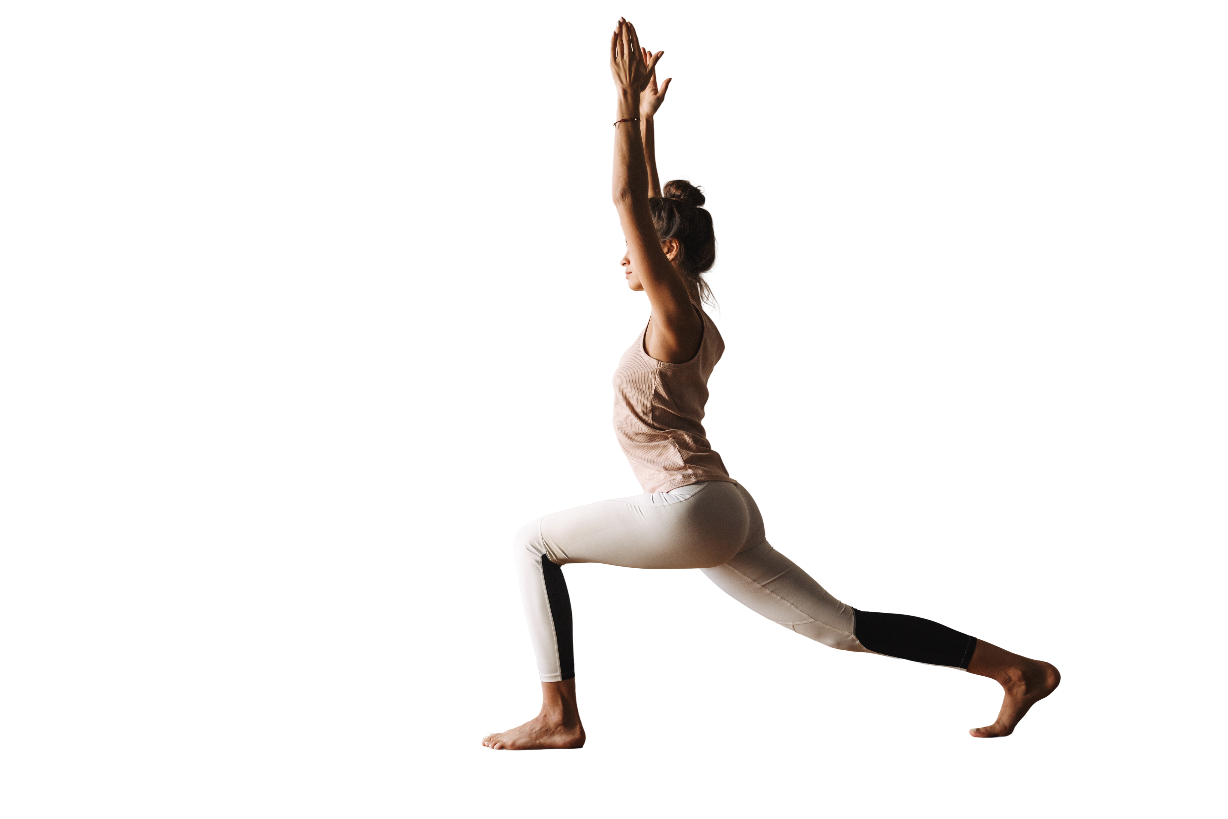 Member holding a yoga lunge pose